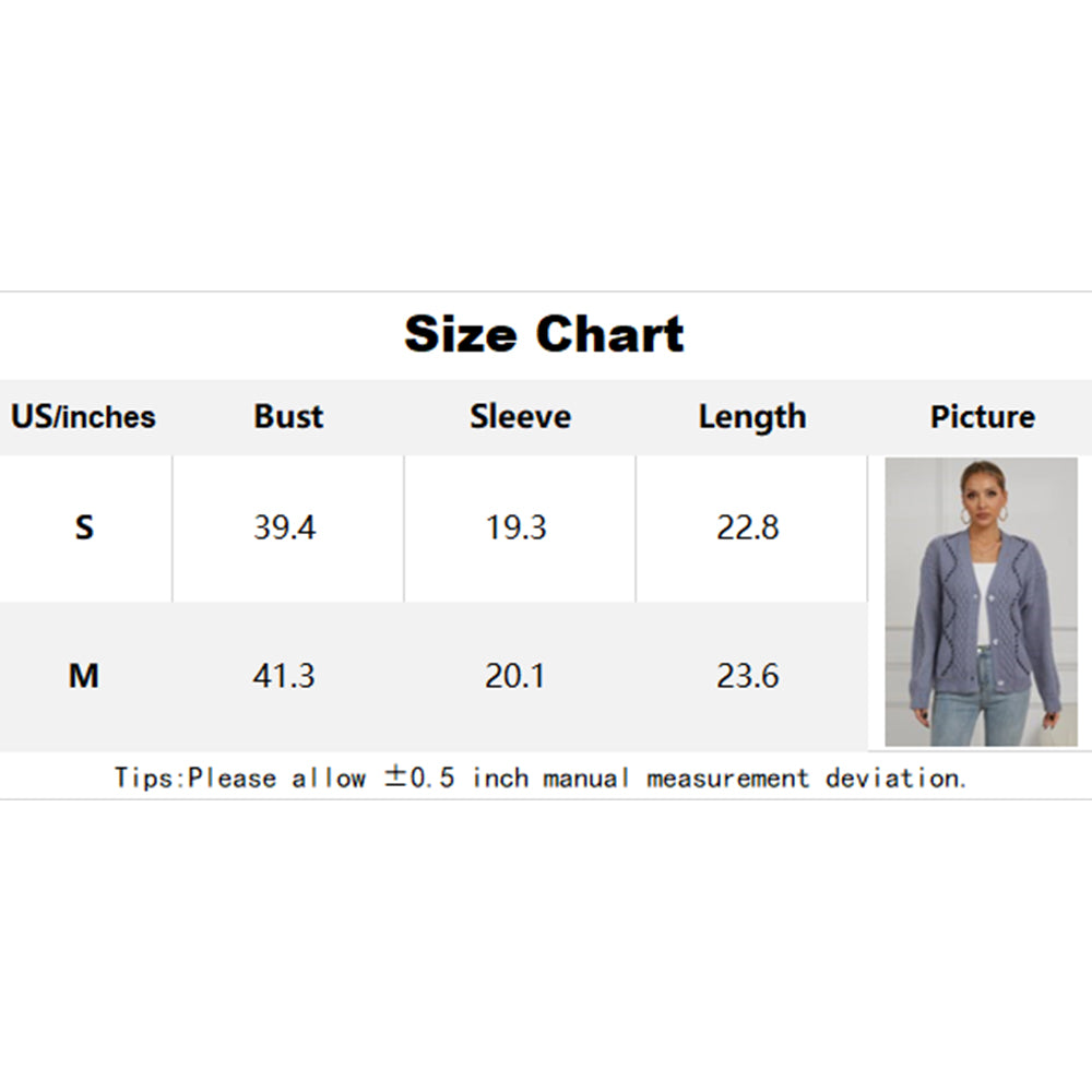 V For City Women's Cable-Knit V Neck Long Sleeve Button Down Cardigan with Contrast Stitching