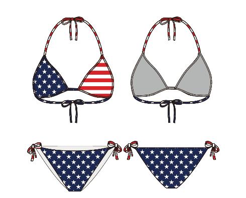 America Flag Print Bikini Set-7066TRB