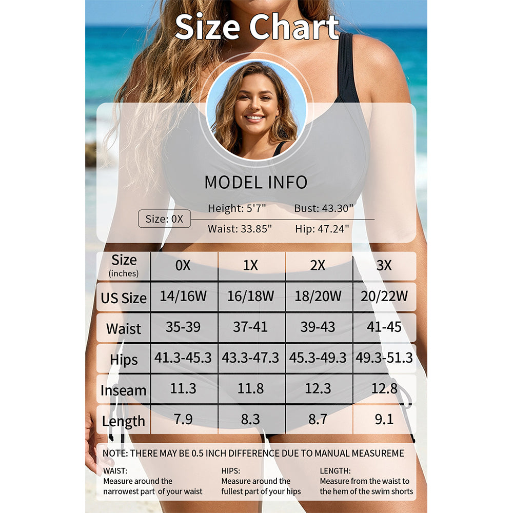 Charmo Women's Plus Size High Waist Ruched Side Tie Swim Shorts Swim Bottom