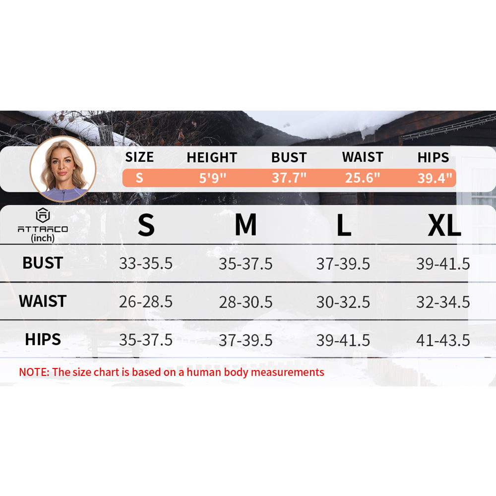 Attraco Women's Thermal Base Layer Set for Skiing Quarter Zip Thermal Underwear for Cold Weather