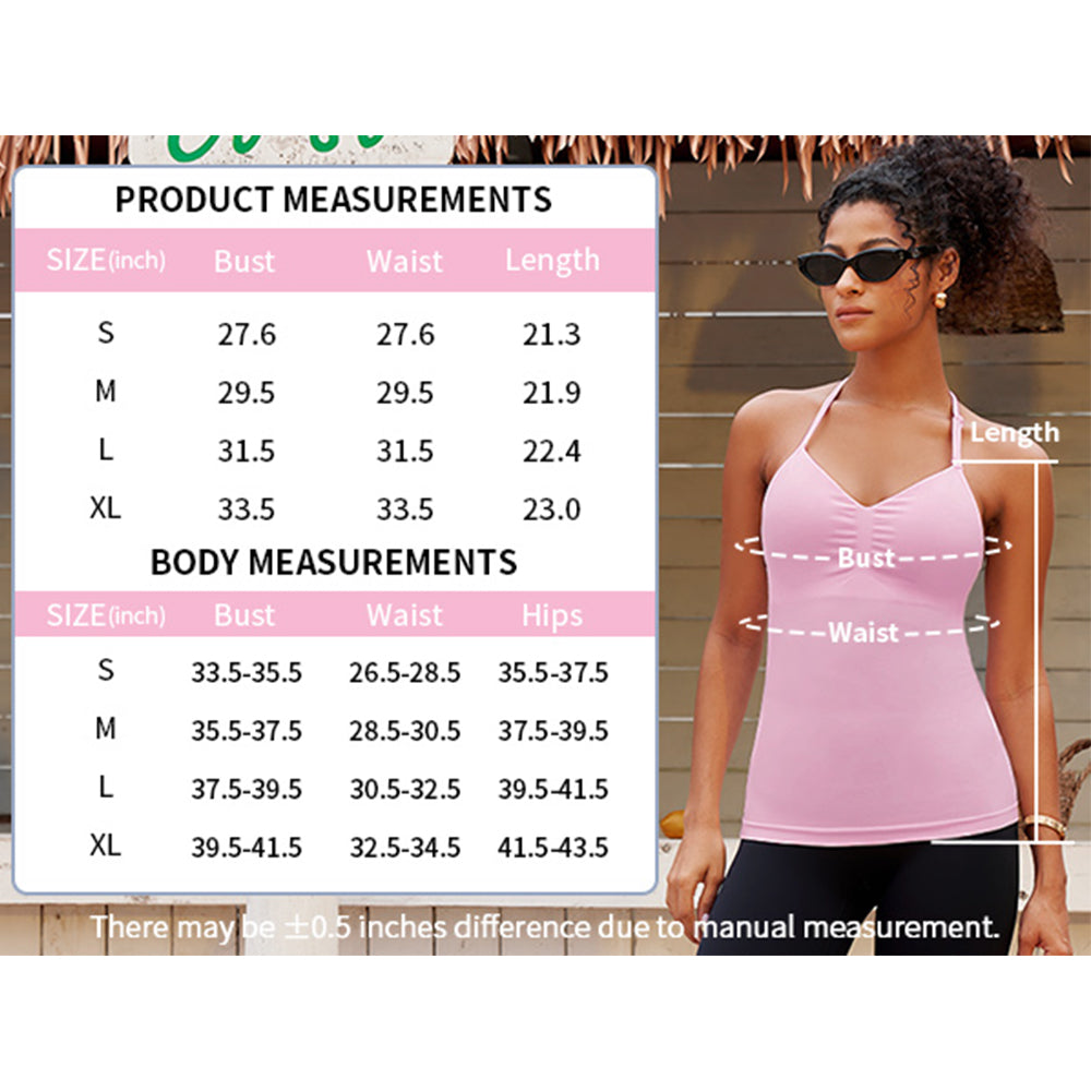 Attraco Built in Bra Halter Tops for Women Padded Workout Tank Strappy Camisole Gym Yoga Cami Top