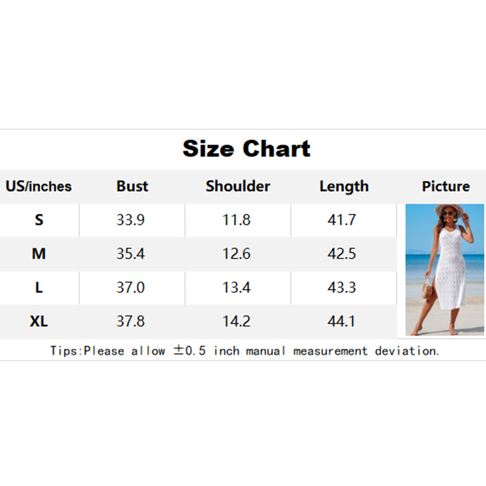 Charmo Women's Crochet Sleeveless Side Slit Midi-Length Cover Ups Dress