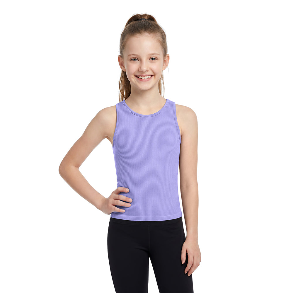 Attraco Girls Ribbed Racerback Seamless Workout Tank Top Athletic Tops