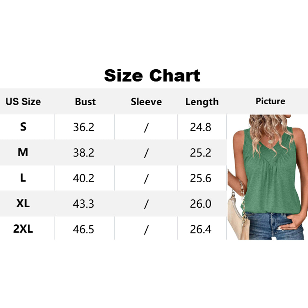 Attraco Women's V-Neck Sleeveless Tank Top with Ruched Bust and Curved Hem Summer Shirt