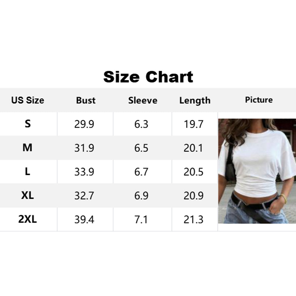 Attraco Women's Crew Neck Short Sleeve Side Ruched Cropped Casual T-Shirt Casual Summer Tops