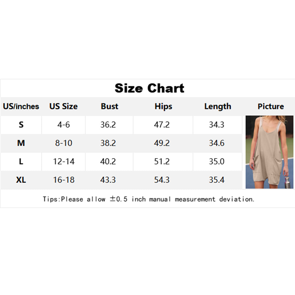 Attraco Women's Sleeveless V Neck Adjustable Strap Romper with Side Pockets