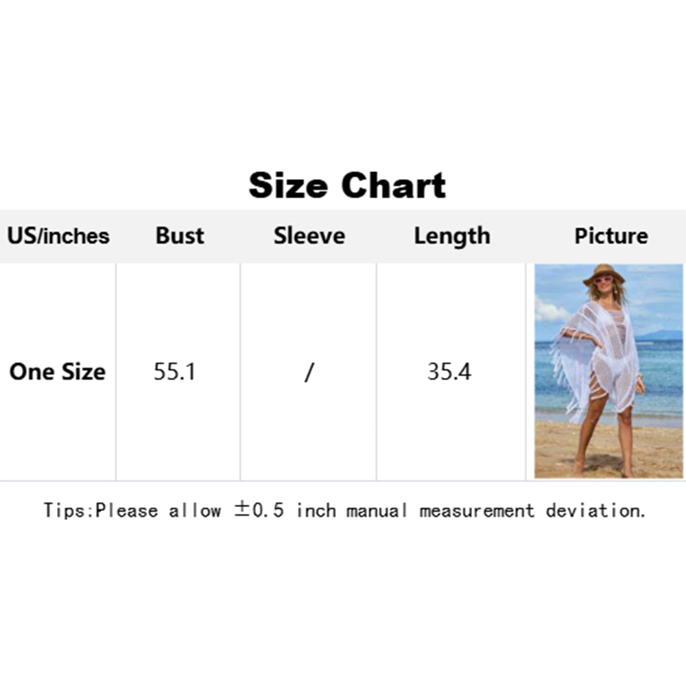 Charmo Women's Open Knit Fringe Cover Up with Sheer Design & Tassel Details Beach Swimwear