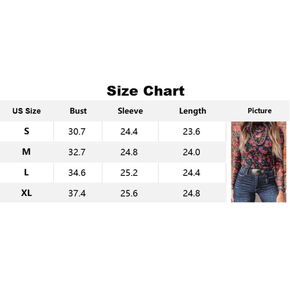 Attraco Women's Floral Mesh Long Sleeve Mock Neck Fitted Top with Stretch Fabric