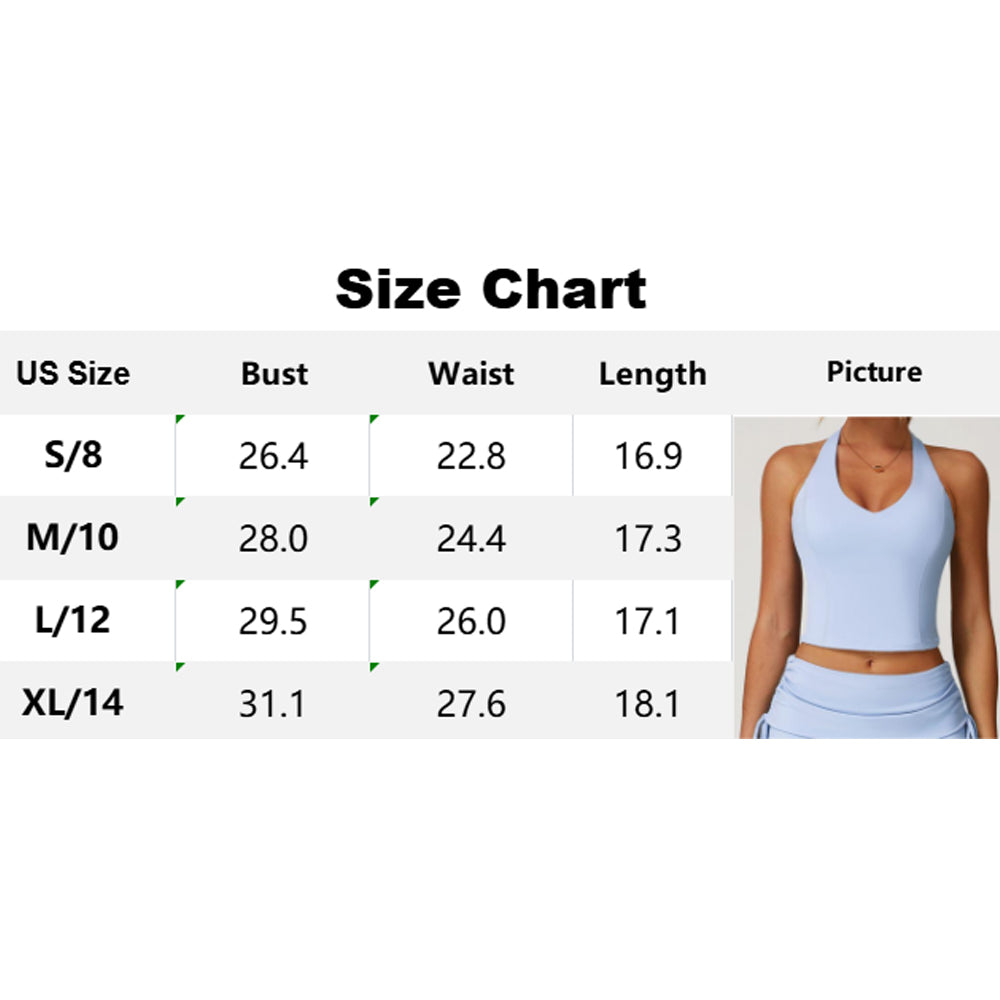 Attraco Women's Halter V-Neck Racerback Cropped Sports Tank Top with Removable Pads Athletic Tops Yoga Tops