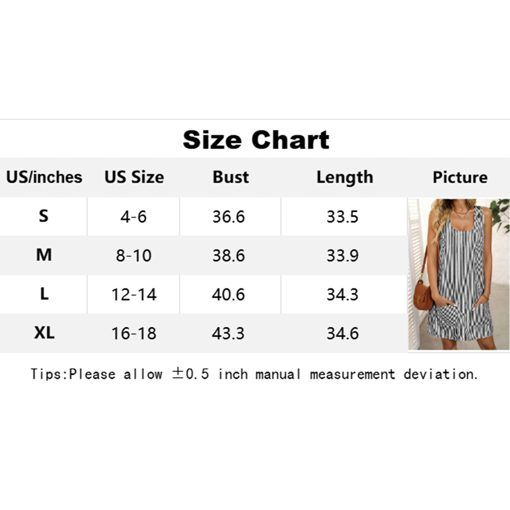Attraco Women's Sleeveless Striped Square-Neck Overall Dress with Front Pockets