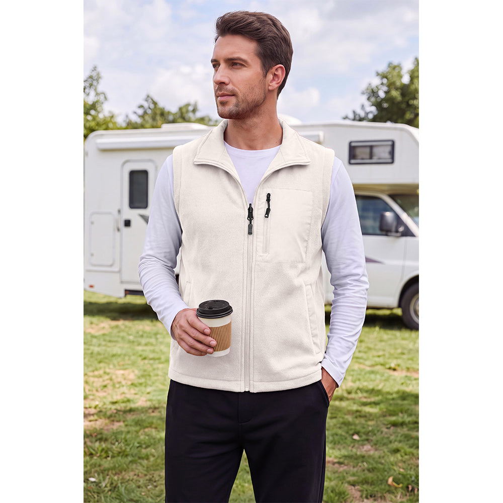 Attraco Unisex Reversible Fleece Vest Full Zip Stand Collar Lightweight Outdoor Jacket
