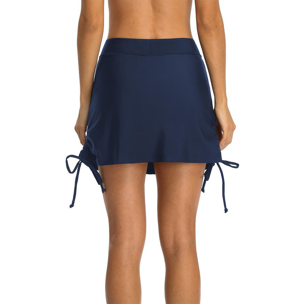 Charmo Women's High Waisted Swim Skirt with Adjustable Side Drawstrings and Built-in Briefs