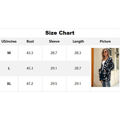 V For City Women's Black and White Leopard Print Open-Front Longline Cardigan