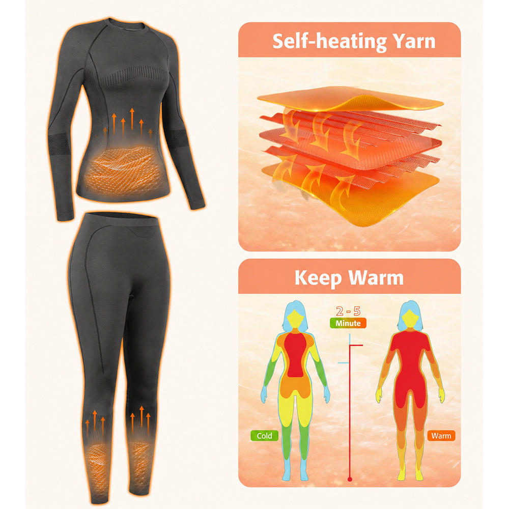 Attraco Women's Seamless Thermal Underwear Set Compression Base Layer Long Johns Moisture Wicking Thermal Clothing for Ski Hiking Winter Sports