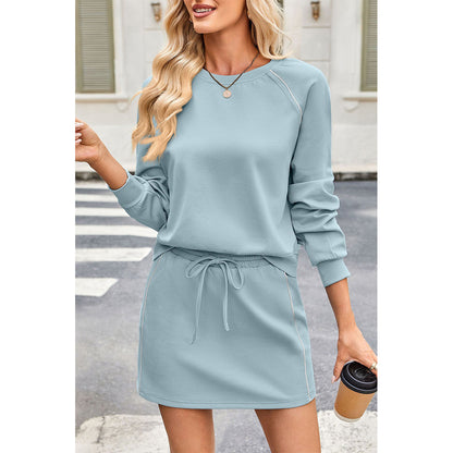 Attraco Women’s Two Piece Lounge Set with Relaxed Sweatshirt and Built In Shorts Mini Skort with Pocket