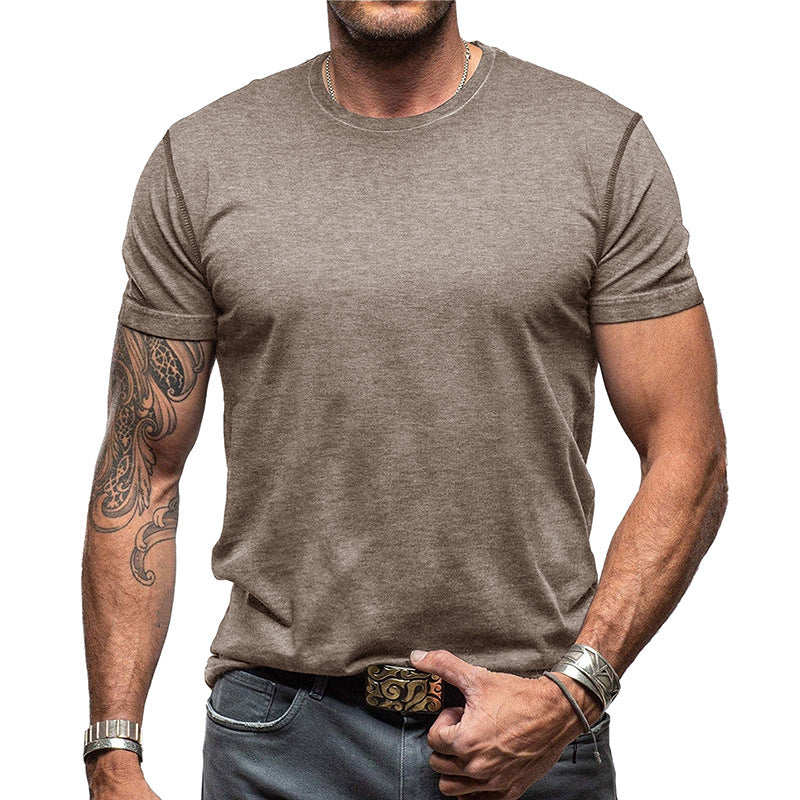 Attraco Men's Classic Crew Neck Solid Henley T-Shirt Tops Summer Shirts