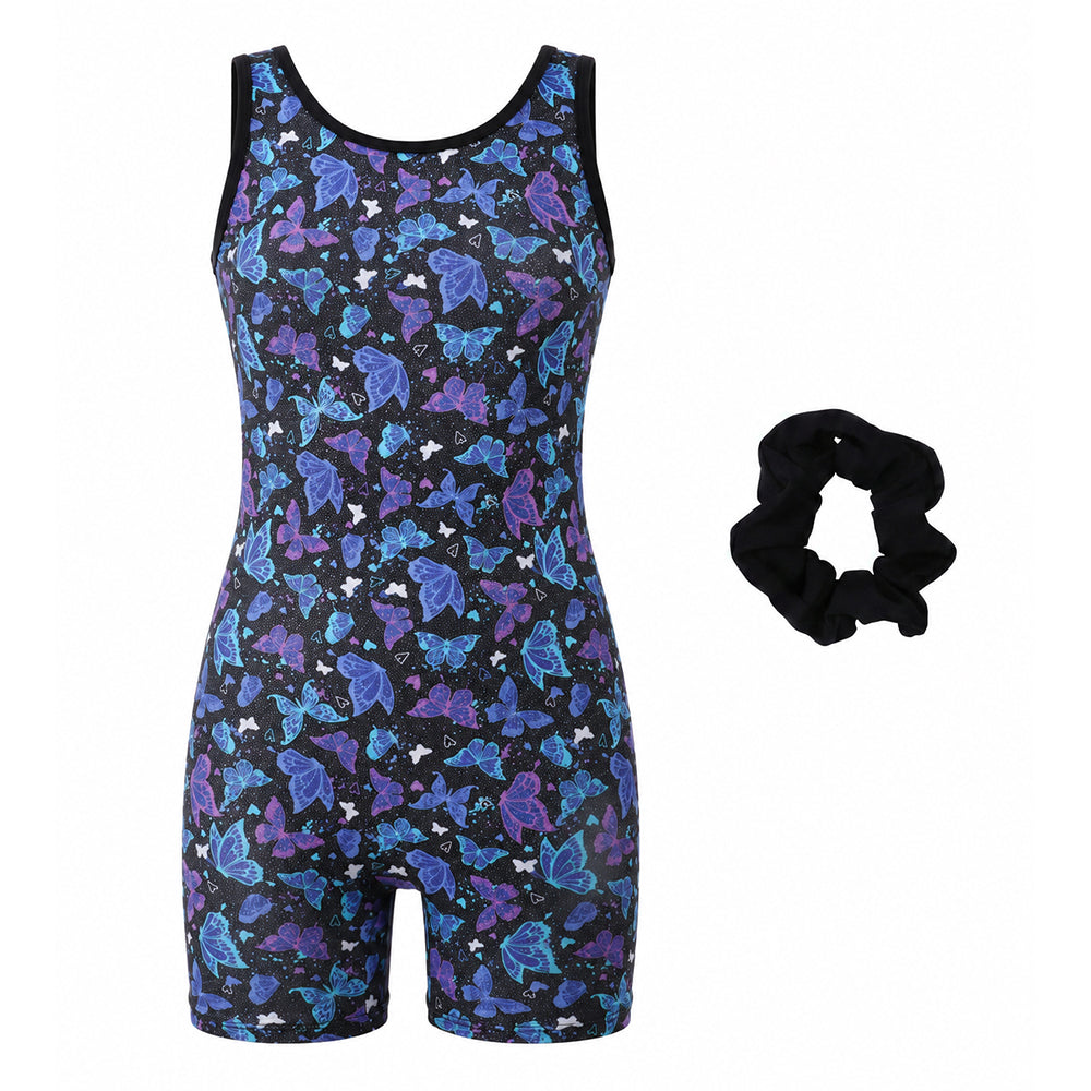 Charmo Girls Sleeveless Gymnastics Biketard Leotard with Rhinestone Detail, Stretch Athletic Unitard for Dance, Ballet, Tumbling and Training 5-12Years