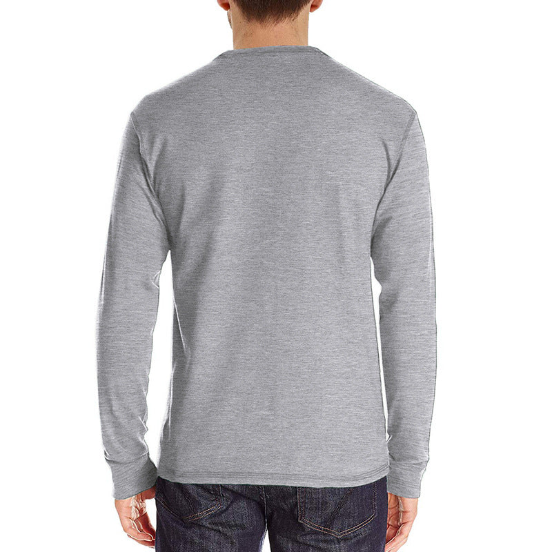 Attraco Men's Long-Sleeve Henley Neck T-Shirt Casual Solid Color Basic Layering Tops