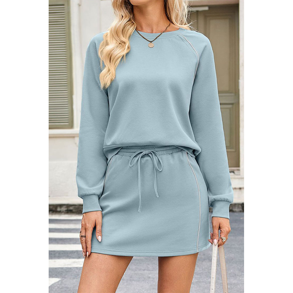 Attraco Women’s Two Piece Lounge Set with Relaxed Sweatshirt and Built In Shorts Mini Skort with Pocket