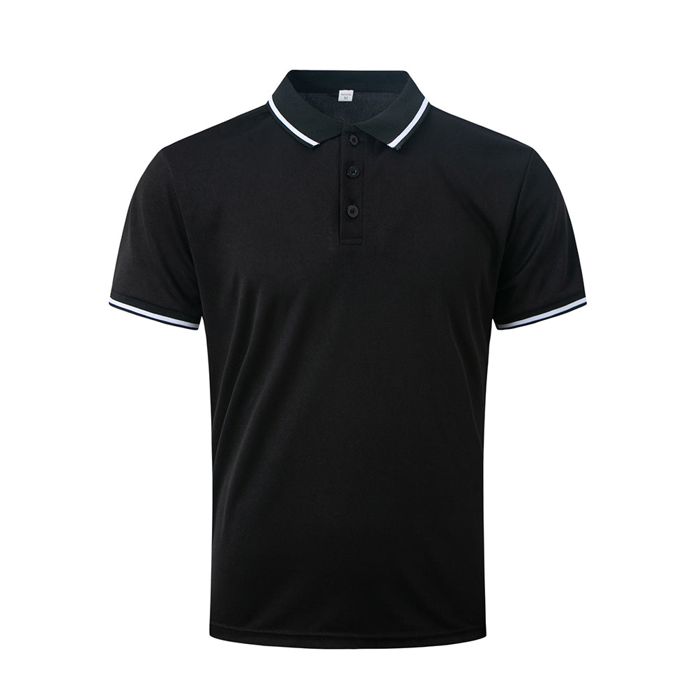 Attraco Men's Ribbed Collar Button Front Short-Sleeve Polo Shirt