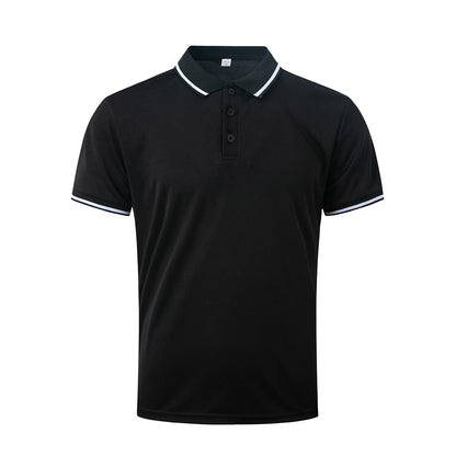 Attraco Men's Ribbed Collar Button Front Short-Sleeve Polo Shirt