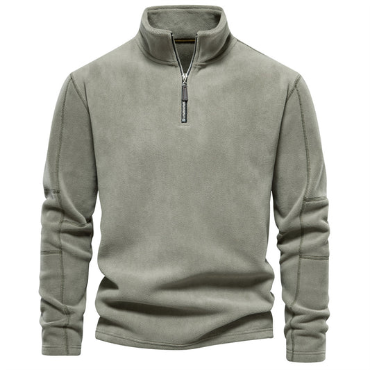 Attraco Men's Fall/Winter New Stand Collar Half-Zip Long-Sleeve Sweatshirt - Polar Fleece Top