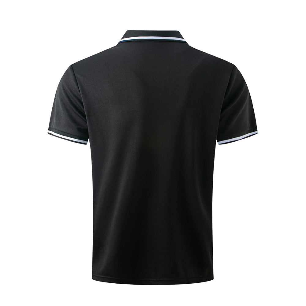 Attraco Men's Ribbed Collar Button Front Short-Sleeve Polo Shirt