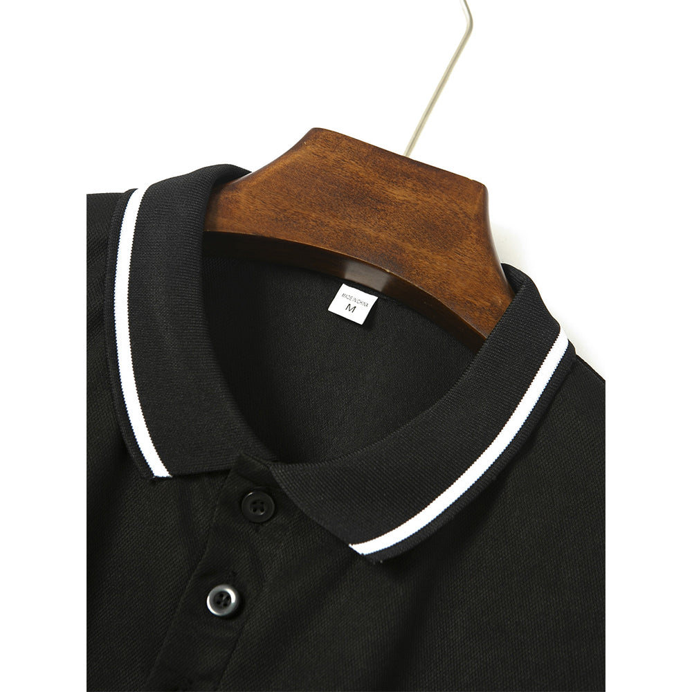 Attraco Men's Ribbed Collar Button Front Short-Sleeve Polo Shirt