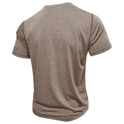 Attraco Men's Classic Crew Neck Solid Henley T-Shirt Tops Summer Shirts