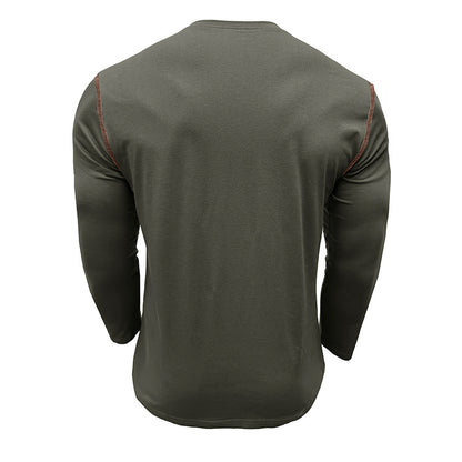 Attraco Men's Long Sleeve Henley Shirt Color Block Casual Pocketed T-Shirt Tops