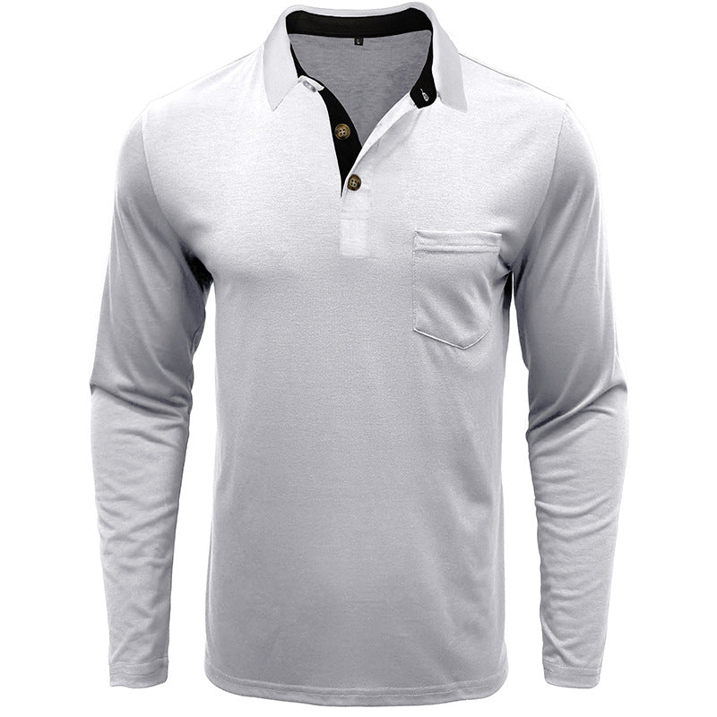 Attraco Men's Long Sleeve Polo Shirt Classic Collared Casual Layering Tops