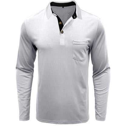 Attraco Men's Long Sleeve Polo Shirt Classic Collared Casual Layering Tops