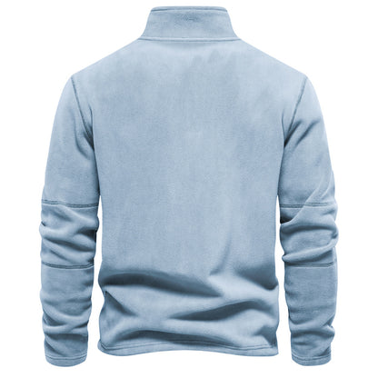Attraco Men's Fall/Winter New Stand Collar Half-Zip Long-Sleeve Sweatshirt - Polar Fleece Top