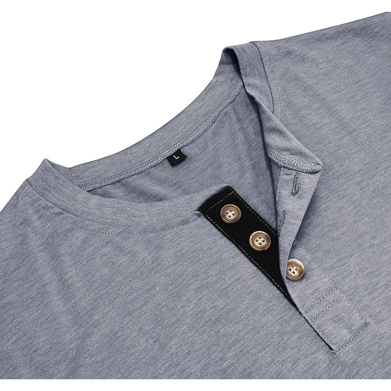 Attraco Men's Long-Sleeve Henley Neck T-Shirt Casual Solid Color Basic Layering Tops