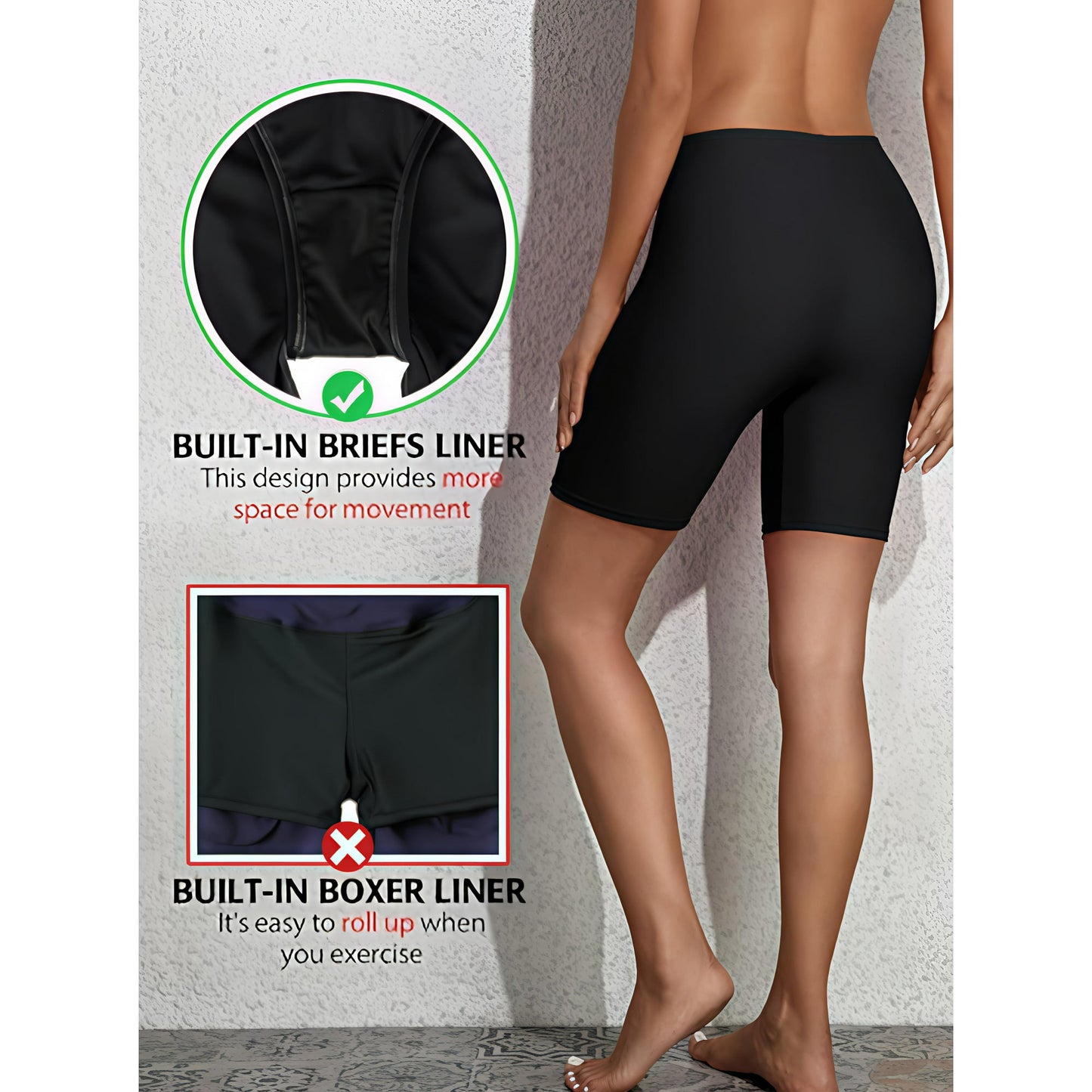 Charmo Women's High-Waist Swim Shorts Boardshort Swim Bottom Tankini Swimwear Shorts Bike Sport Pants