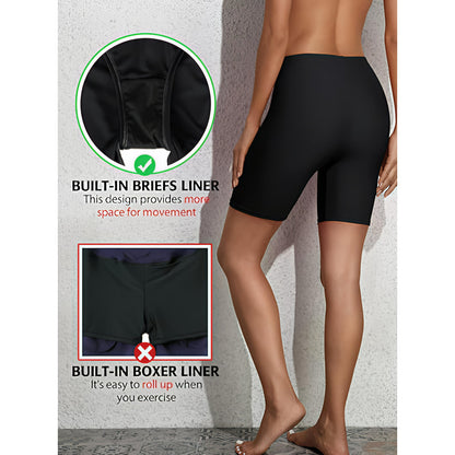 Charmo Women's High-Waist Swim Shorts Boardshort Swim Bottom Tankini Swimwear Shorts Bike Sport Pants