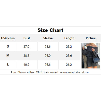 V For City Women's Autumn Winter Off-Shoulder Slim-Fit Solid Color Pullover Sweater