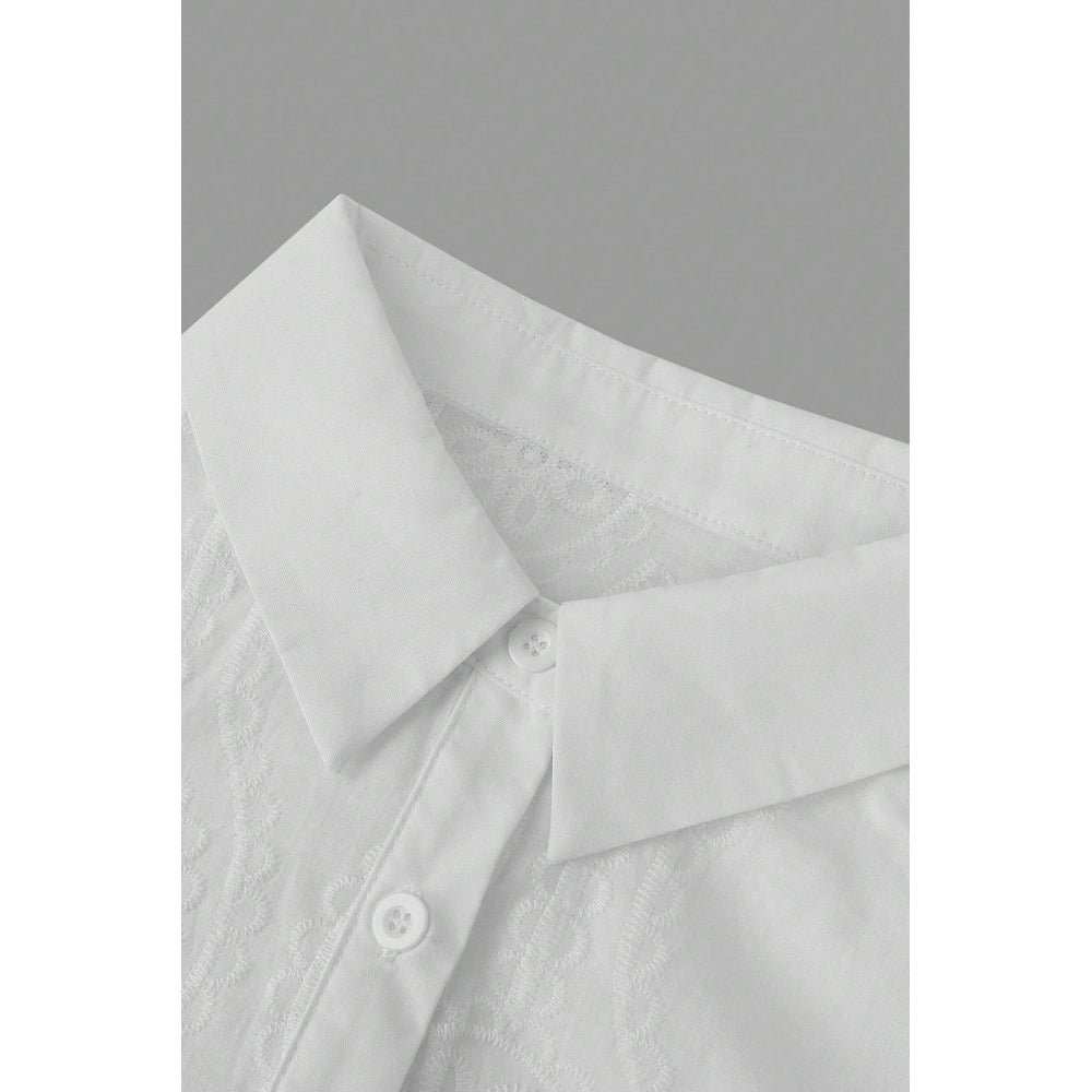 Attraco Women's Floral Embroidered Long Sleeve Button Down Blouse Collared Shirt