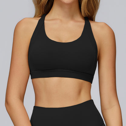 Attraco Women's U-Neck Crisscross Strappy Back Sports Bra with Removable Pads Yoga Bra Tops