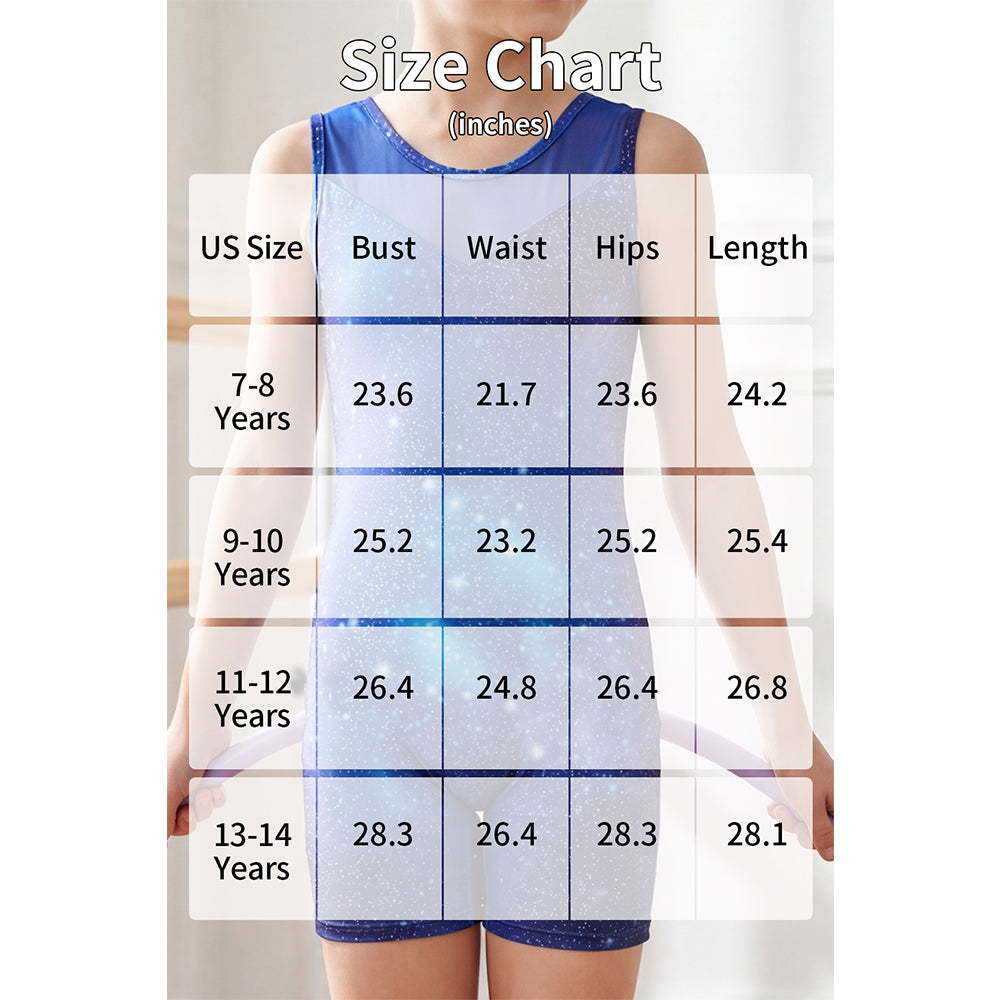 Charmo Girls' Mesh Panel Printed Bike Short Gymnastics Biketard Leotard Activewear Dancewear