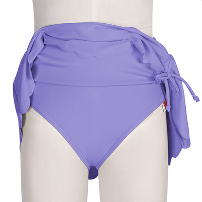 Charmo Girls High Waist Adjustable Drawstring Scalloped Hem Swim Skirt with Built-in Brief