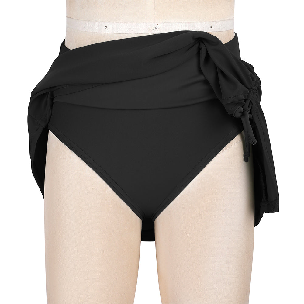 Charmo Girls High Waist Side Slit Swim Skirt with Adjustable Drawstring and Built-in Brief 7-16 Years