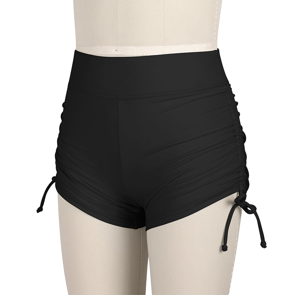 Charmo Girls High Waist Ruched Side Drawstring Swim Shorts Comfortable Coverage Swimming Bottom 7-16 Years