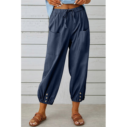 Attraco Women's Loose Fit High Waisted Cropped Wide Leg Pants