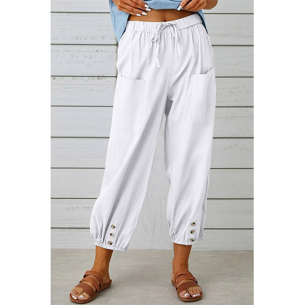 Attraco Women's Loose Fit High Waisted Cropped Wide Leg Pants