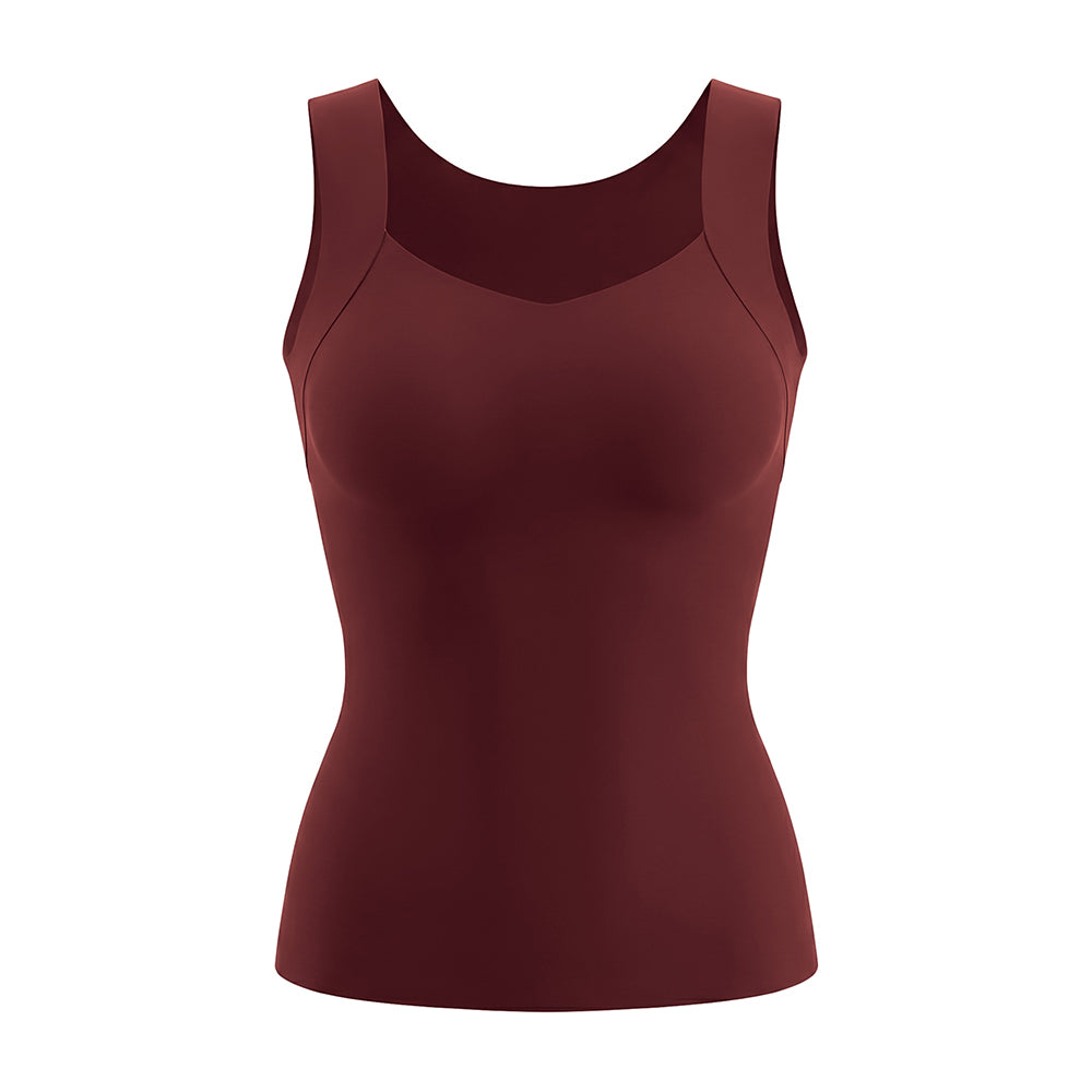 Attraco Women Seamless Sweetheart Neck Wide Strap Tank Top with Removable Padded Bra