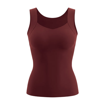 Attraco Women Seamless Sweetheart Neck Wide Strap Tank Top with Removable Padded Bra