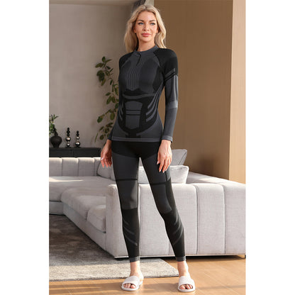 Attraco Women's Thermal Base Layer Set for Skiing Quarter Zip Thermal Underwear for Cold Weather