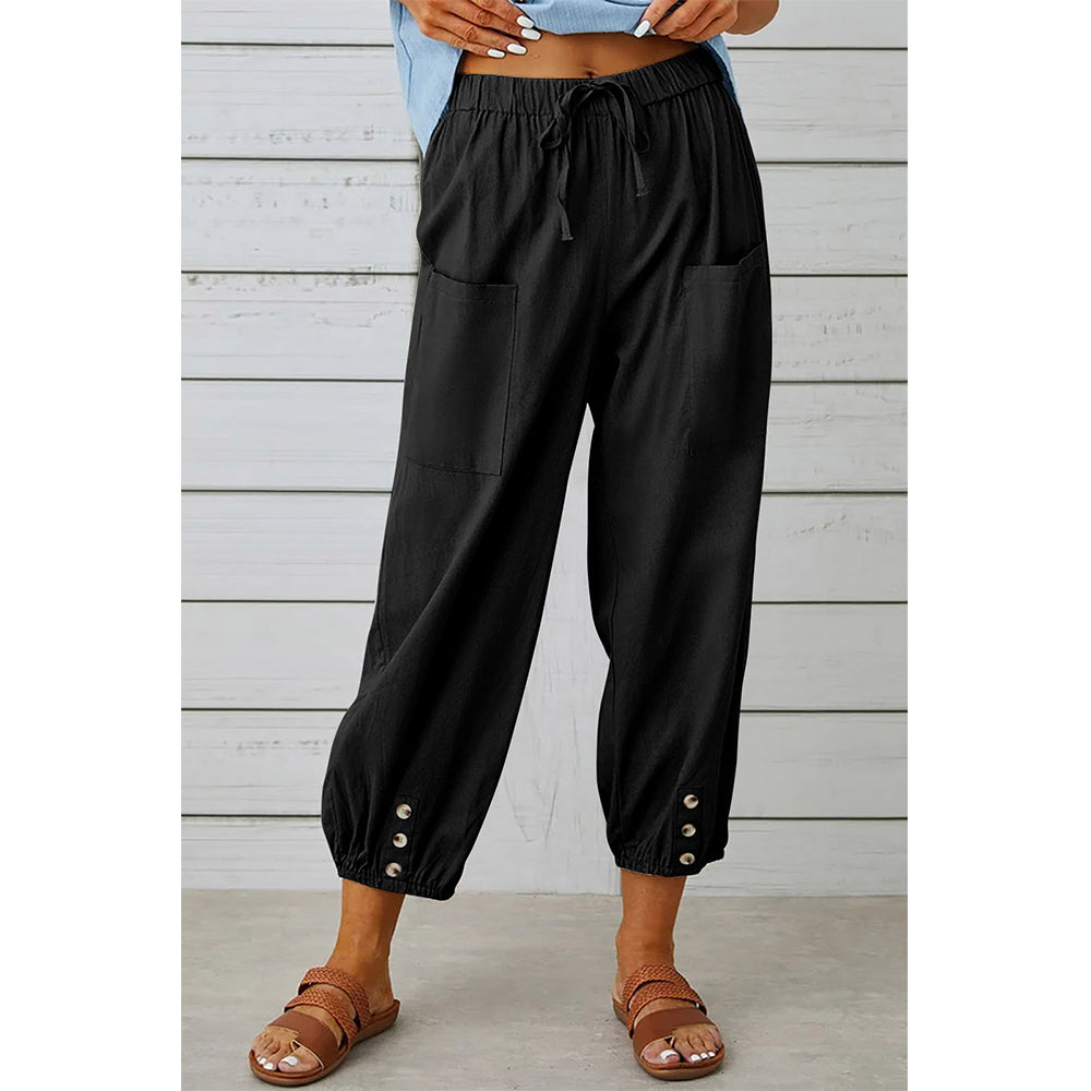 Attraco Women's Loose Fit High Waisted Cropped Wide Leg Pants
