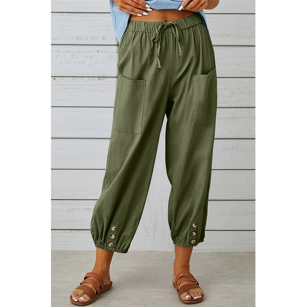 Attraco Women's Loose Fit High Waisted Cropped Wide Leg Pants